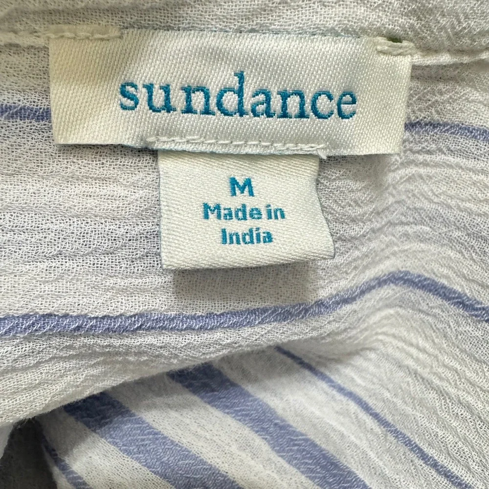 Sundance Striped Button Up Shirt Cotton‎ Blue White Women's Size Medium